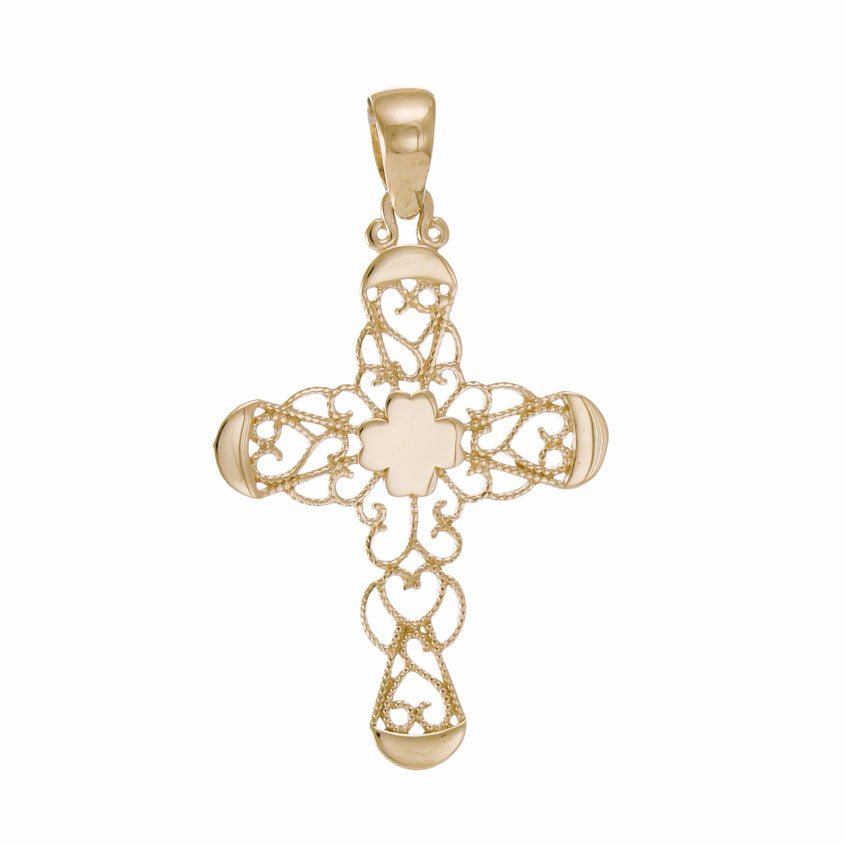 9ct Solid Gold Abstract Cross Design Pendant - 44mm PD60102-9Y