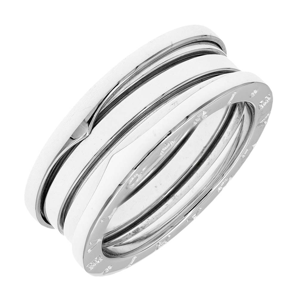 Pre-owned Original B.zero1 Three-band White Gold Bvlgari Band Ring- Size S 2007168