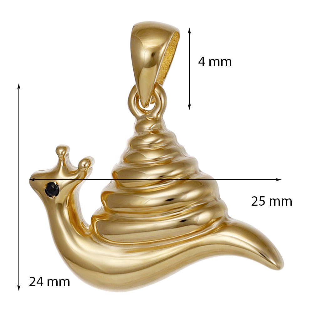 9ct Solid Yellow Gold Cubic Zirconia Snail Pendants PD60-9-48-10