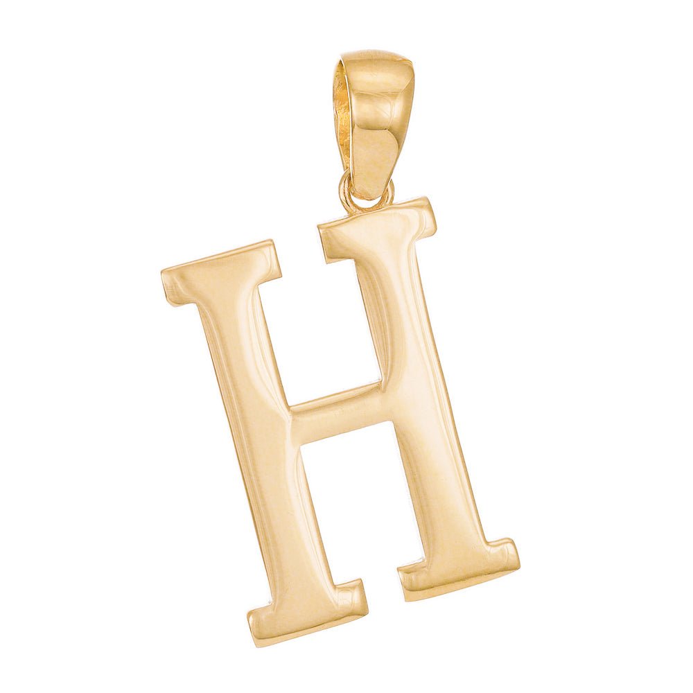 14ct Solid Gold Initial Pendant Letter H - 32mm PD60001-14Y-H