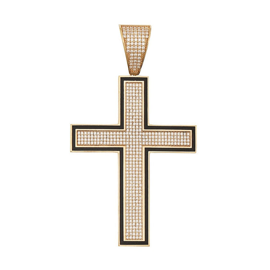 9ct Gold Large Cross Pendant with Cubic Zirconia