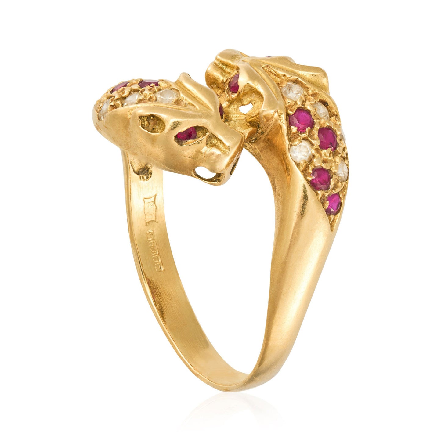 18ct yellow gold tiger ring with gemstones 06003676