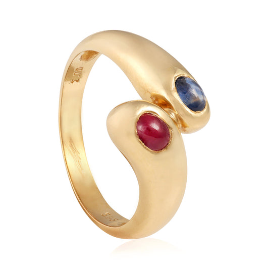 14ct yellow gold ring with multicolour stones 00006733