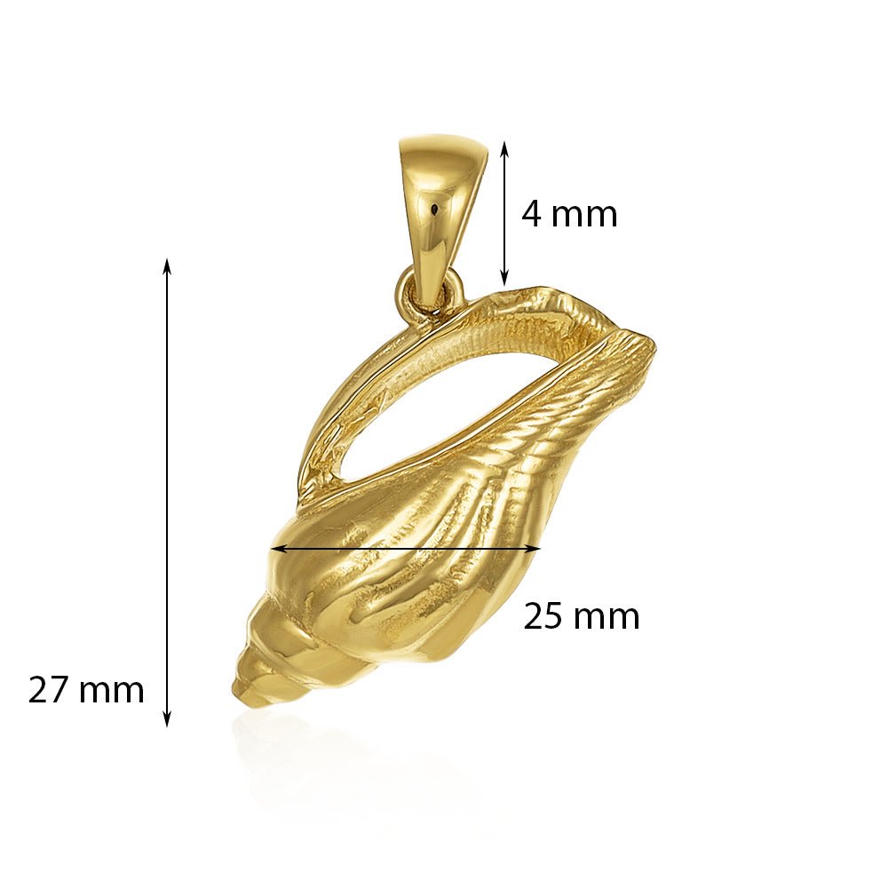 9ct Solid Yellow Gold Seashell Drop Pendants PD60-9-42-22