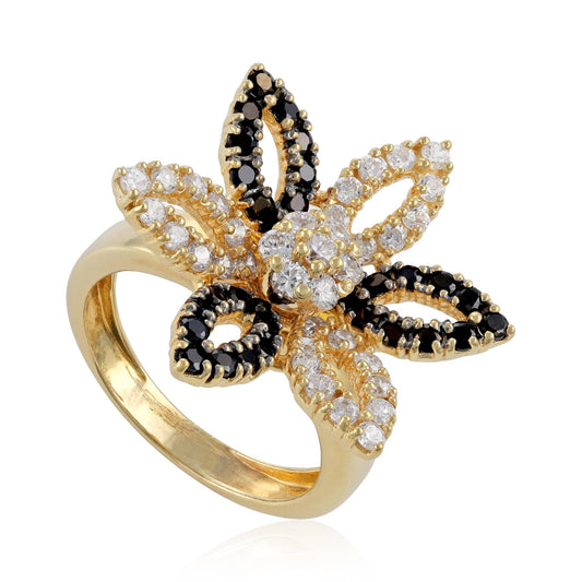 18ct yellow gold flower ring 09000491