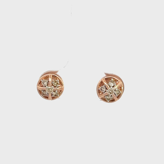 14ct pink gold earrings with diamonds 01002151